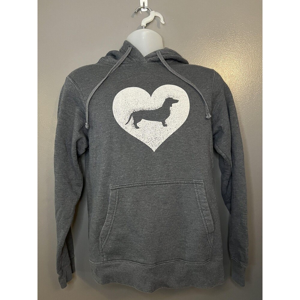 Dachshund Hoodie Mens Small Gray Port & Company Heart Dog Lover Sweatshirt
